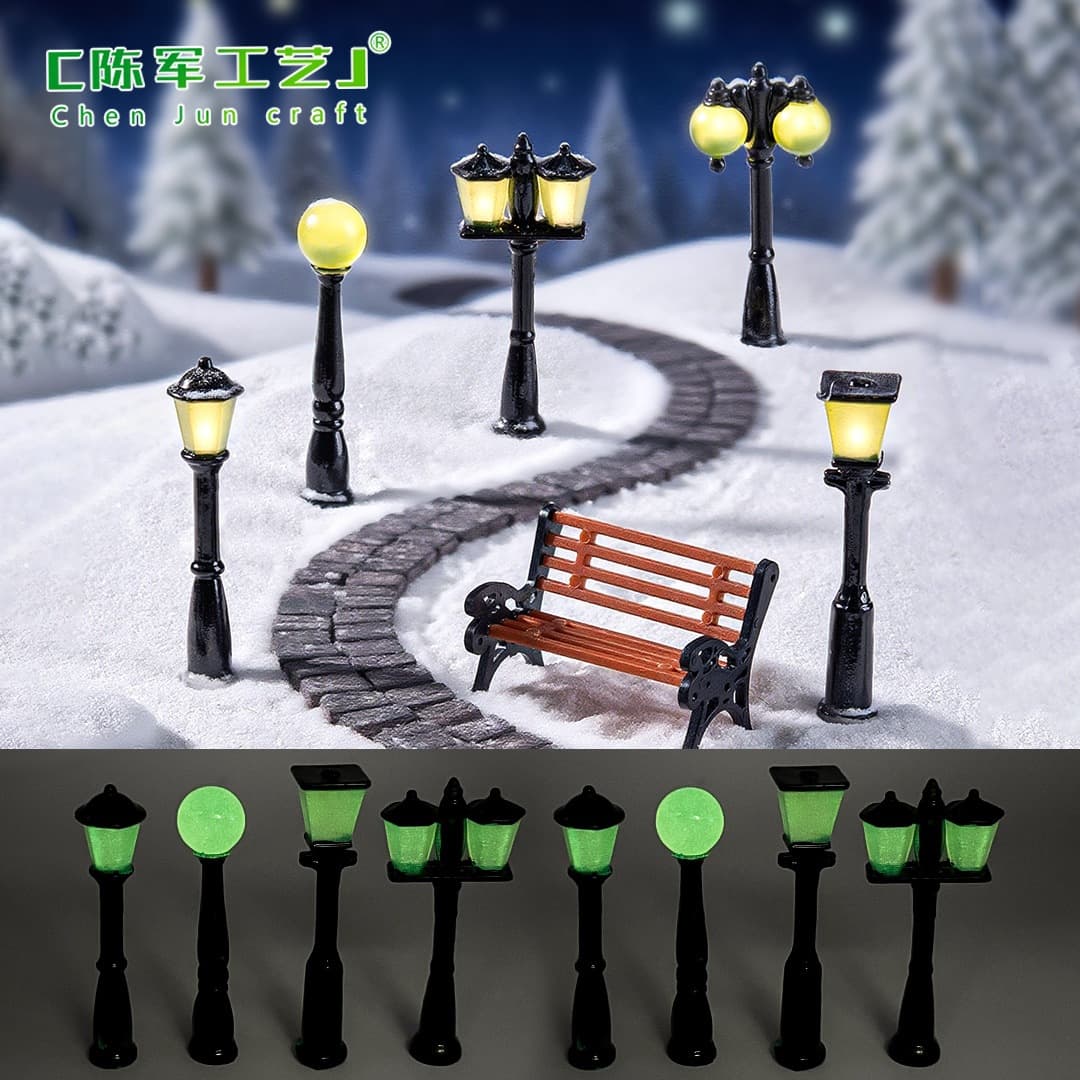Miniature Creative Park Retro Street Lamp Series Terrarium DIY Decoration Accessories Mini Desktop Ornament