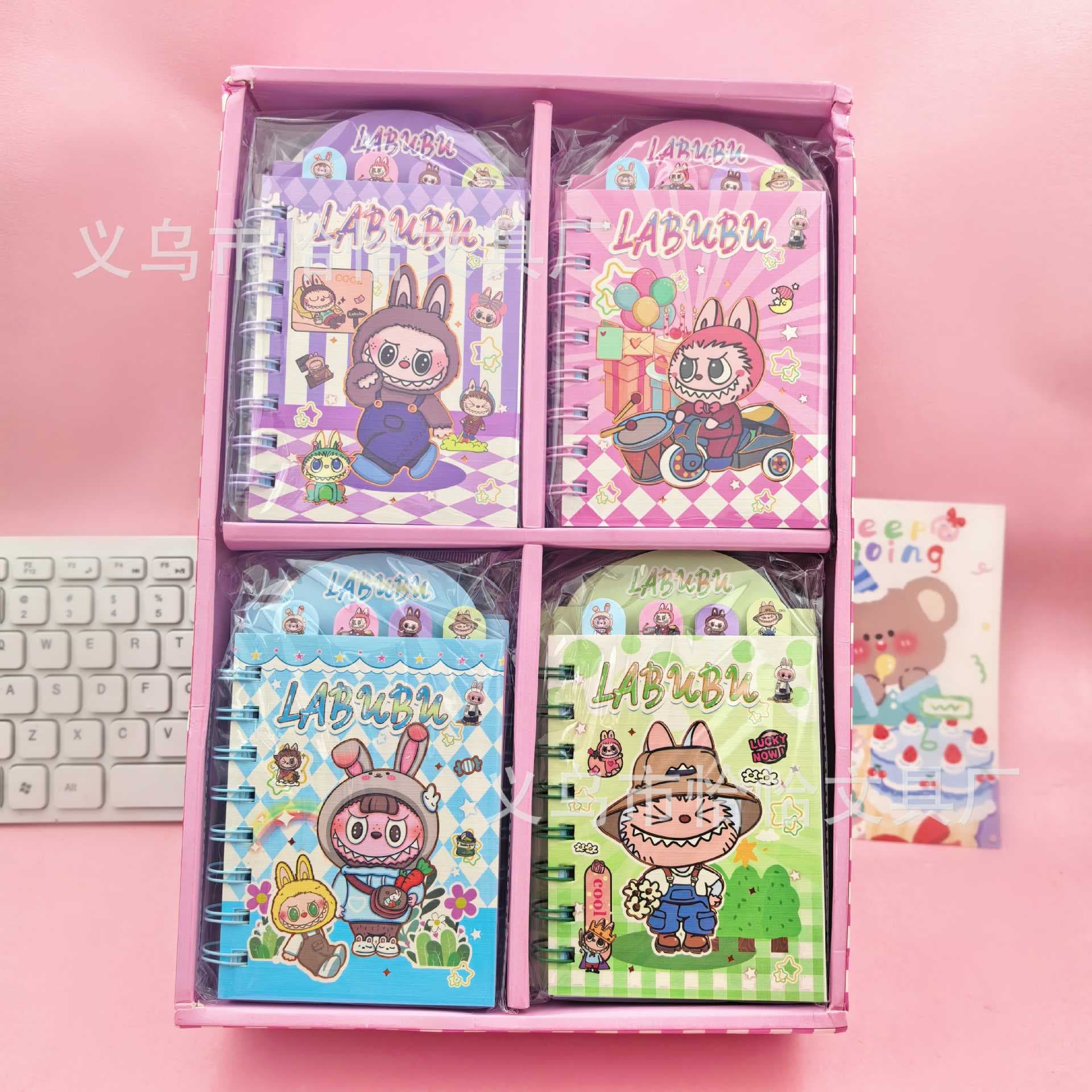 LABUBU Gold Foil Page Divider Coil Notebook Cartoon LABUBU Journal Portable Student Notebook