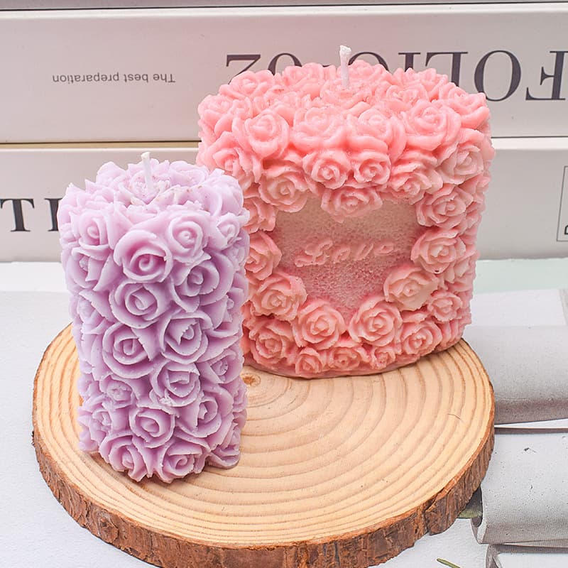 Rose Love Heart Aromatherapy Candle Silicone Mold DIY Soap Car Decoration Home Decor Mold