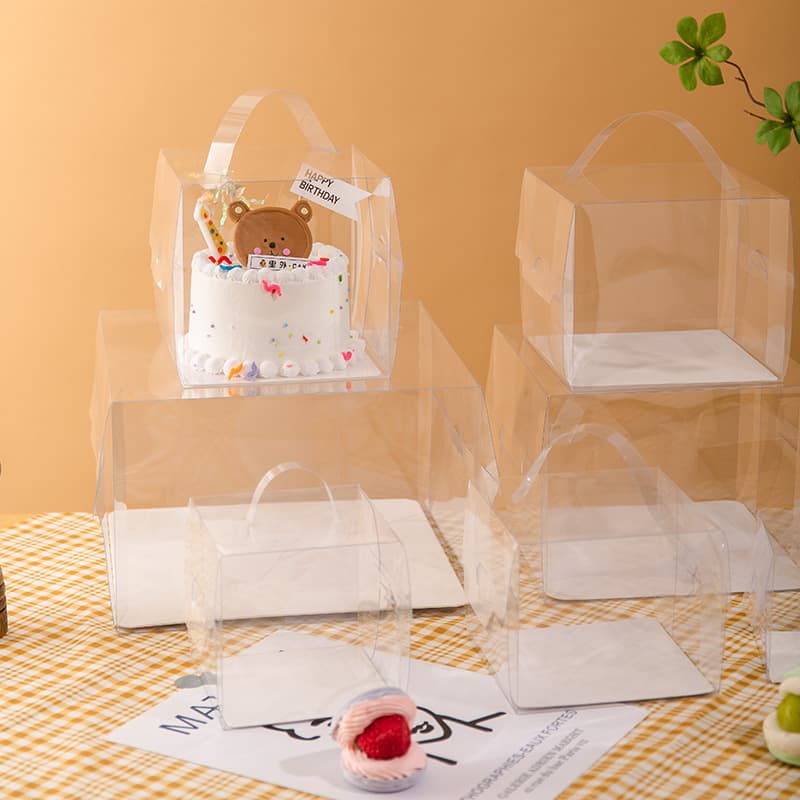Portable 4-Inch Cake Box Transparent Pastry Box for Molten Lava Cake 2/3/6-Inch Thickened Enlarged Baking Box