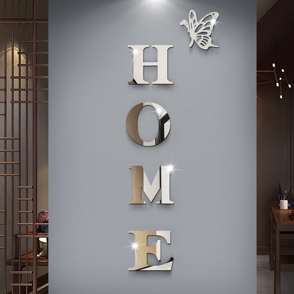 JM1237 Cross-border Trade HOME Family Slogan Acrylic 3D Stereoscopic Mirror Wall Sticker Entrance Door Decoration