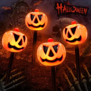Halloween Pumpkin Ground Stake Light, Solar Waterproof Outdoor Garden Courtyard Decorative Lawn Light, Ghost Ground Stake Light