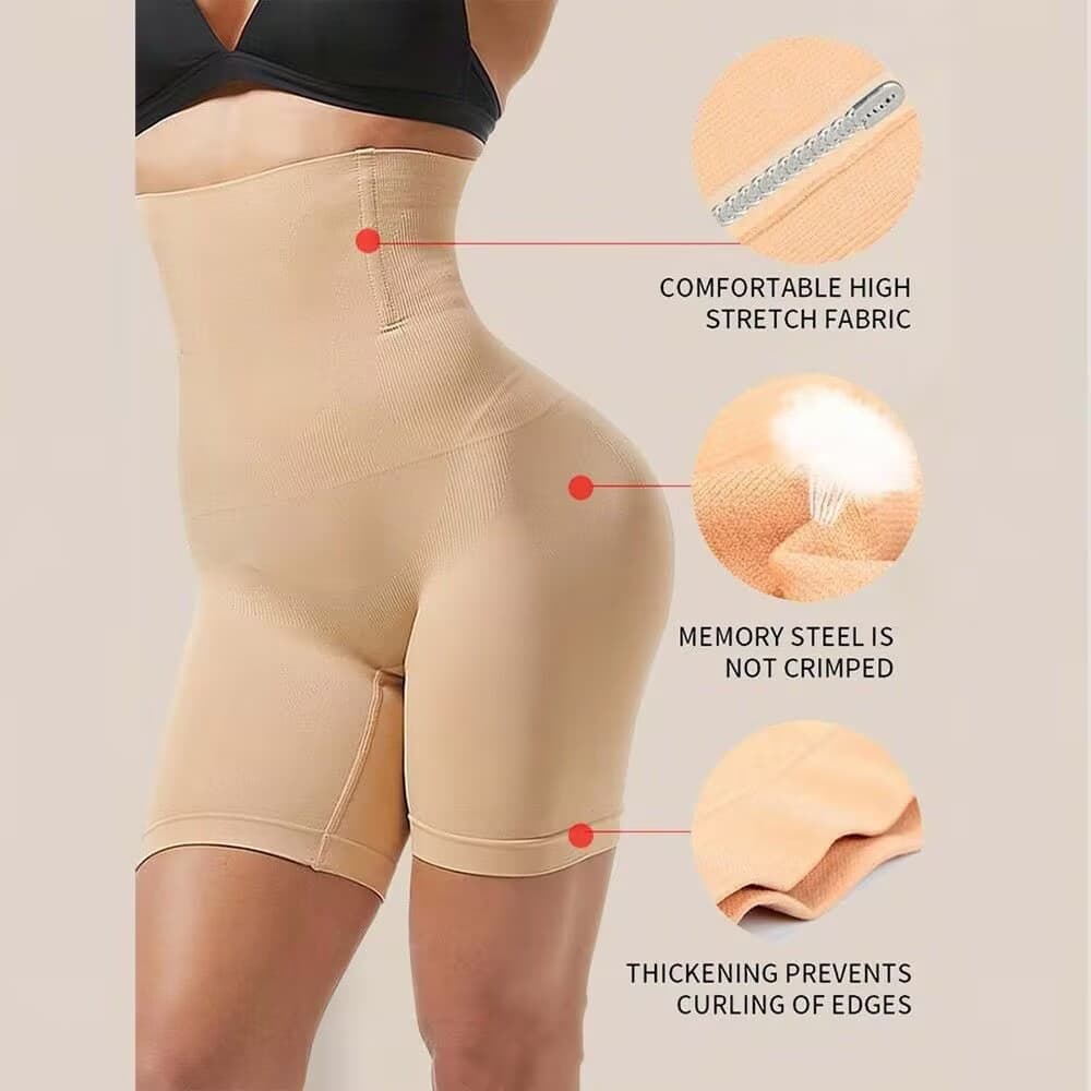 Southeast Asian Butt Lifting High-Waist Plus Size Shapewear Shorts with Tummy Control, Waist Support, Hip Enhancement, and Waist Cinching
