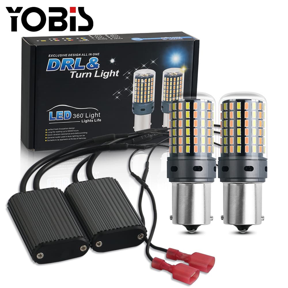 YoBis car LED dual mode modified two-color turn signal daytime running light with decoding anti-stroboscopic decoding canbus