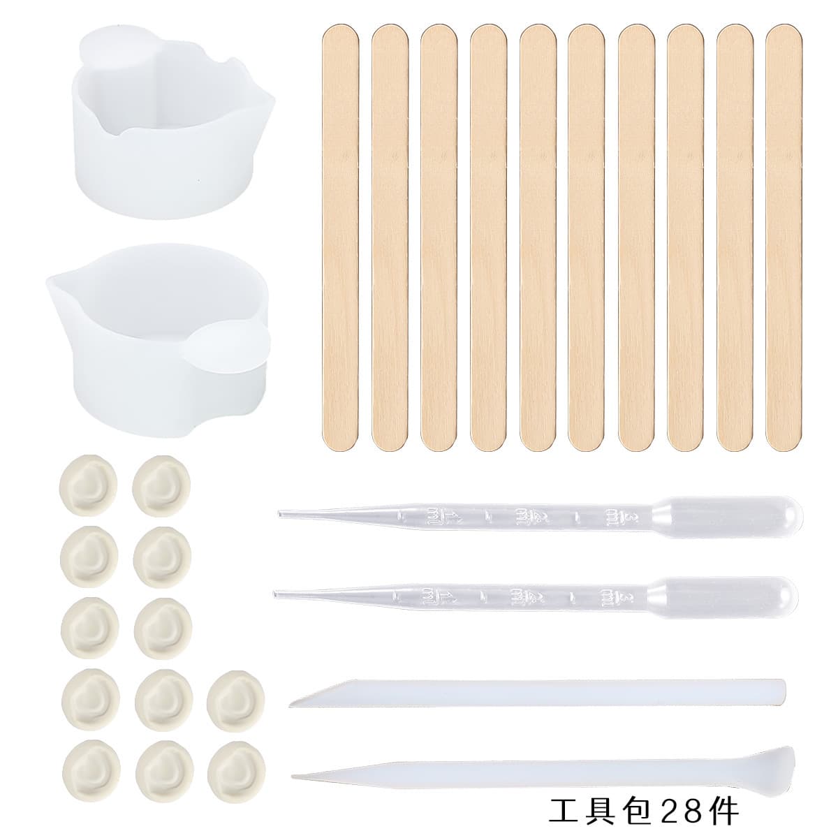 DIY Silicone Mold Kit with Glue Dropping Cup Ice Cream Stick Gloves Dropper Material Set Stirring Rod Combination for Crystal Drip Glue