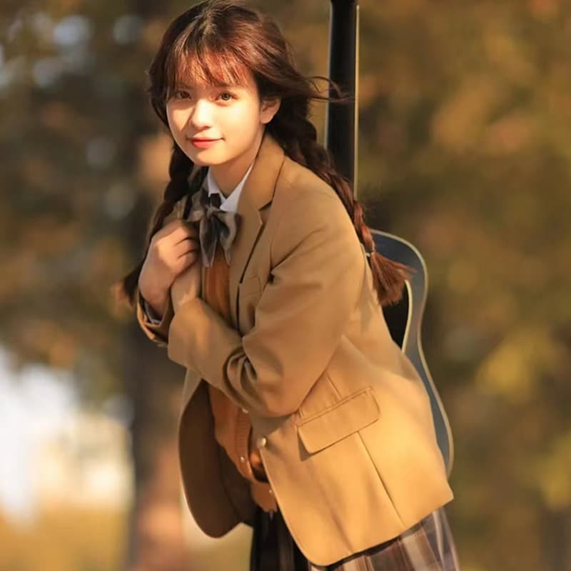 Original orthodox jk uniform blazer women's autumn and winter student school supply sense college style tea black suit suit