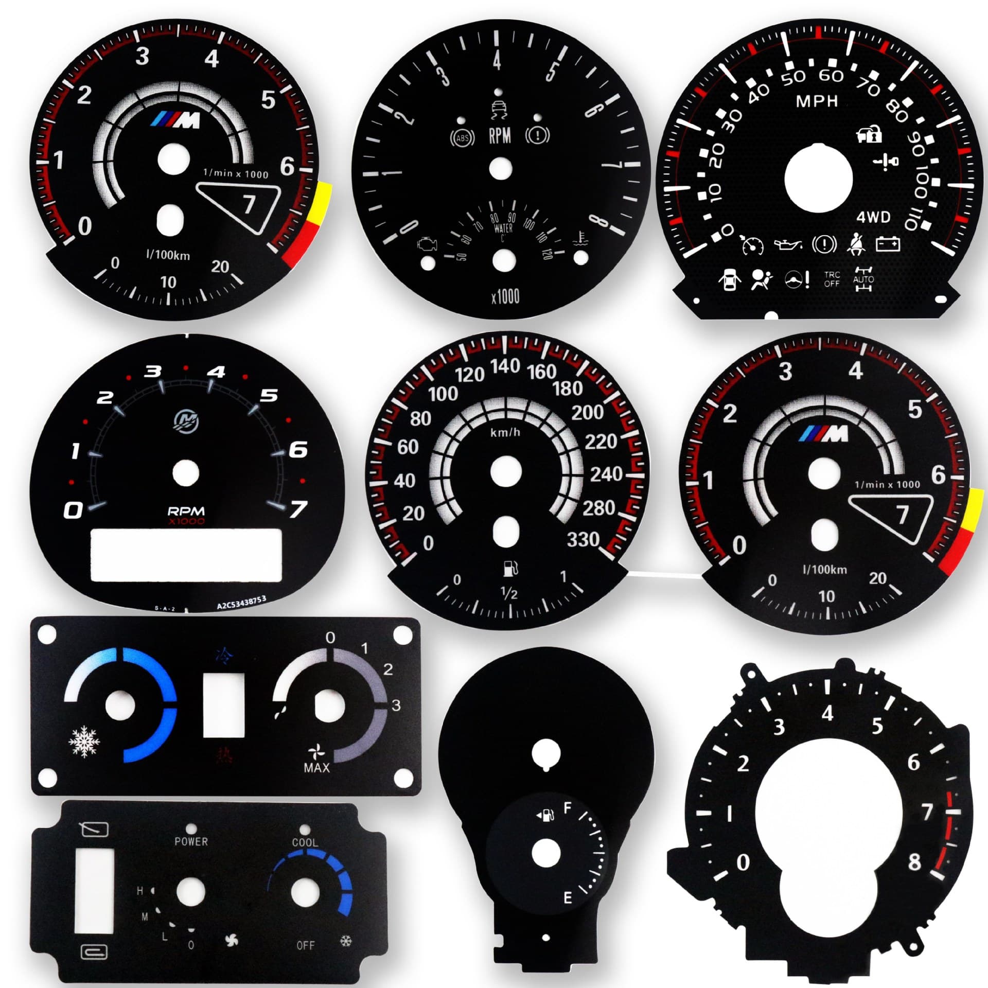 Digital display dial panel for new energy electric vehicles, speed-up surface panel, central control display screen, instrument stickers