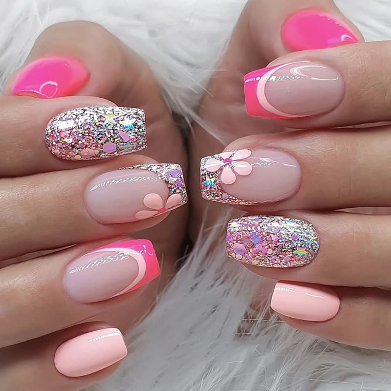 Black Short Nail Art Glitter Crown Sweet Cool Hot Girl Gradient Nail Art European and American Foreign Trade Wearable Nails Ins Style Wholesale