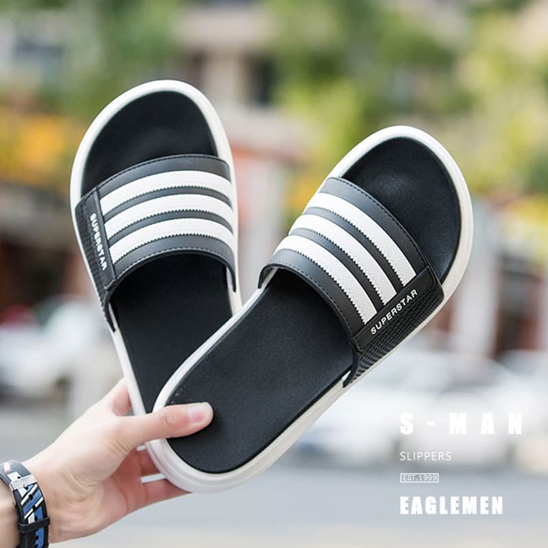 Korean Style Men's Summer Thick Bottom Anti-Slip Wear-Resistant Fashionable Slip-On Shoes Couples Slippers Outdoor Wearable Sandals