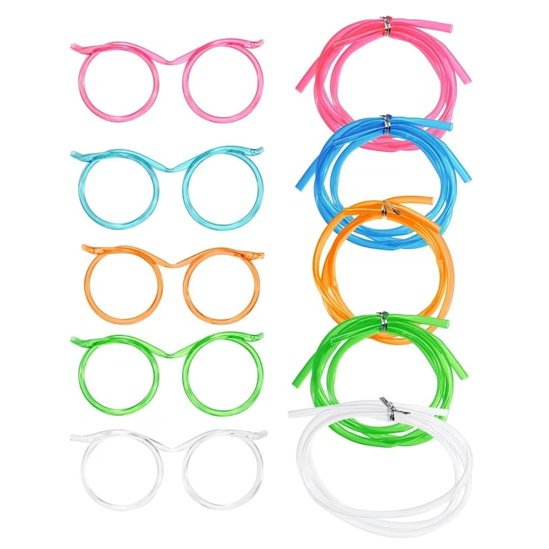 Round Glasses Straws PETG Food-Grade Odorless Reusable Cute Funny Novelty Straws Factory Direct