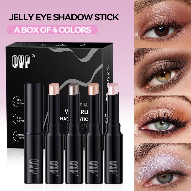 Cross-border exclusive supply of popular OVP water-glossy eyeshadow stick set with pearlescent fine glitter that is not easy to remove makeup Eyeshadow Stick