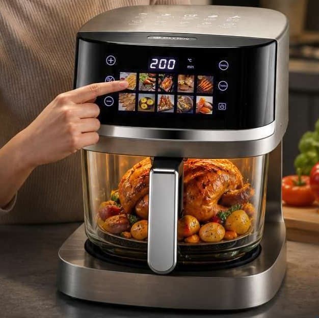 EU Plug Visual Air Fryer, Household Flip-Free Multi-Function Electric Oven, Large Capacity All-in-One Electric Fryer