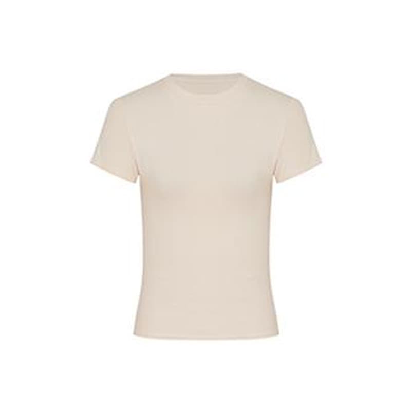 H586 Slim-Fit Short-Sleeve T-Shirt White Summer Hot Girl Top Round Neck Regular Shoulder Women's French Style Stretch Slimming Inner or Outer Wear
