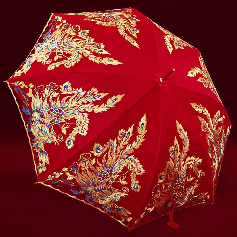 Bride Umbrella Chinese Wedding Umbrella Dowry for Bride's Departure Wedding Reception Umbrella Red Umbrella for Marriage Premium