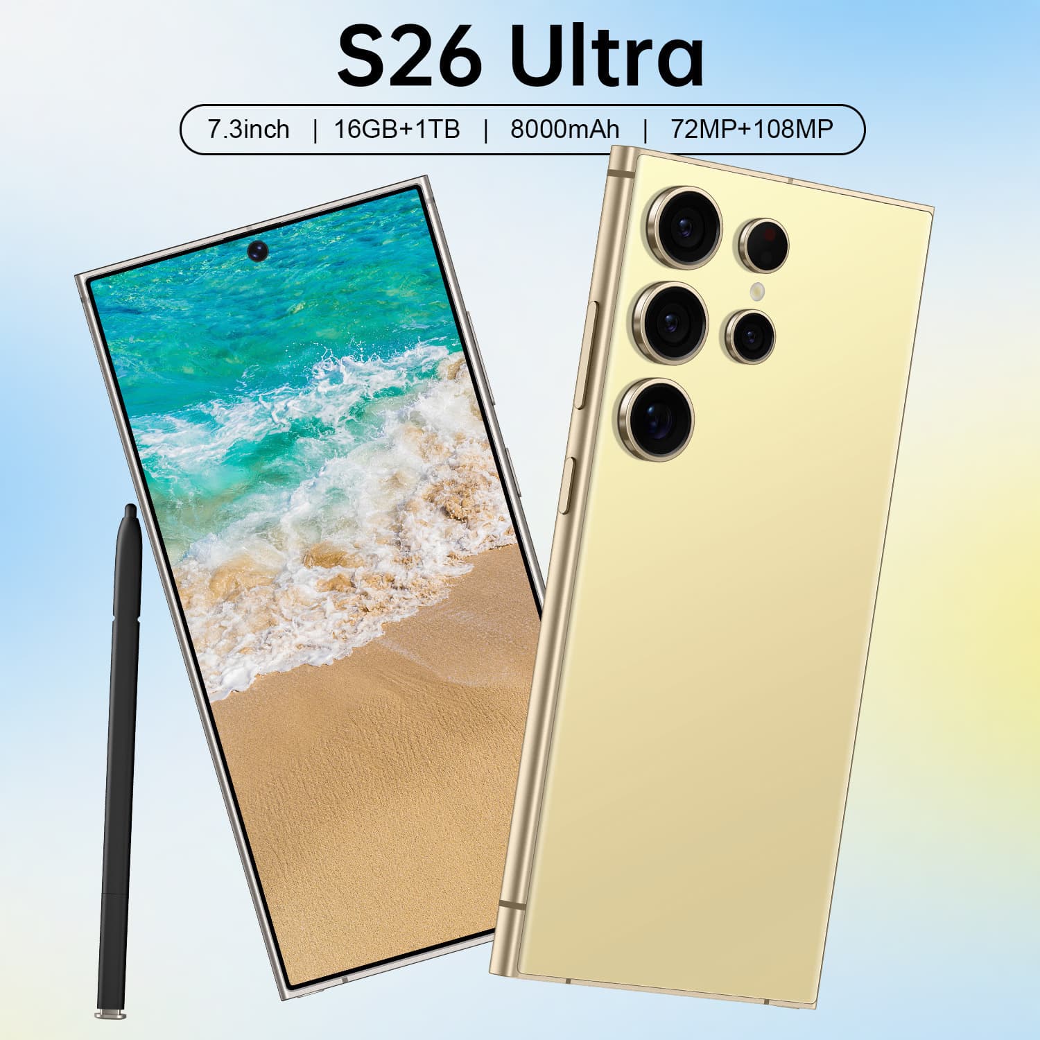 S26 Ultra cross-border mobile phone 16+1T 7.3-inch high-definition screen 5G all-in-one foreign trade new smartphone