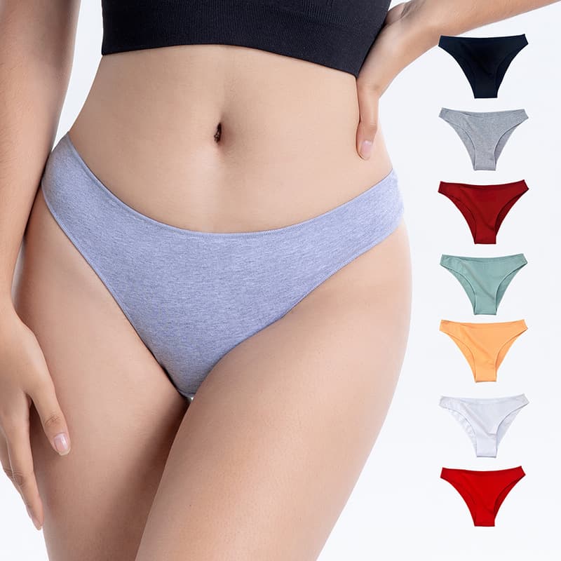 Sexy Low Waist Plus Size Women's Cotton Underwear Breathable Knitted Pure Color Panties Comfortable All Season Underpants