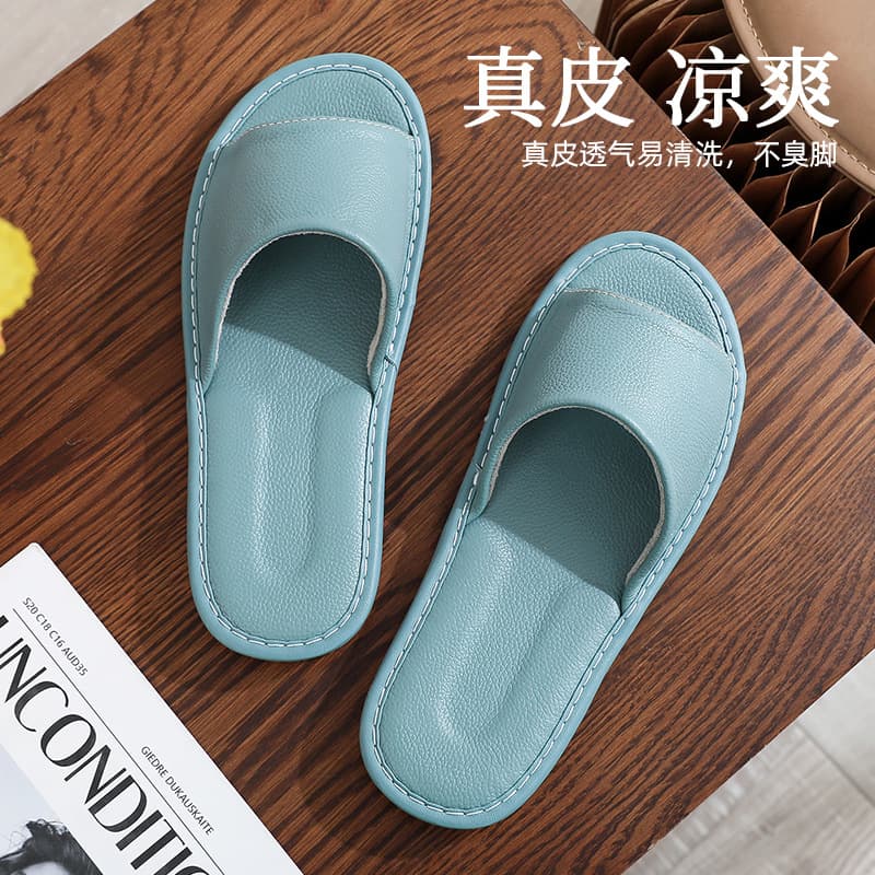 Cross-border Genuine Leather Couple Slippers Summer Indoor Anti-slip Waterproof Cowhide Slippers Soft Sole Logo Custom