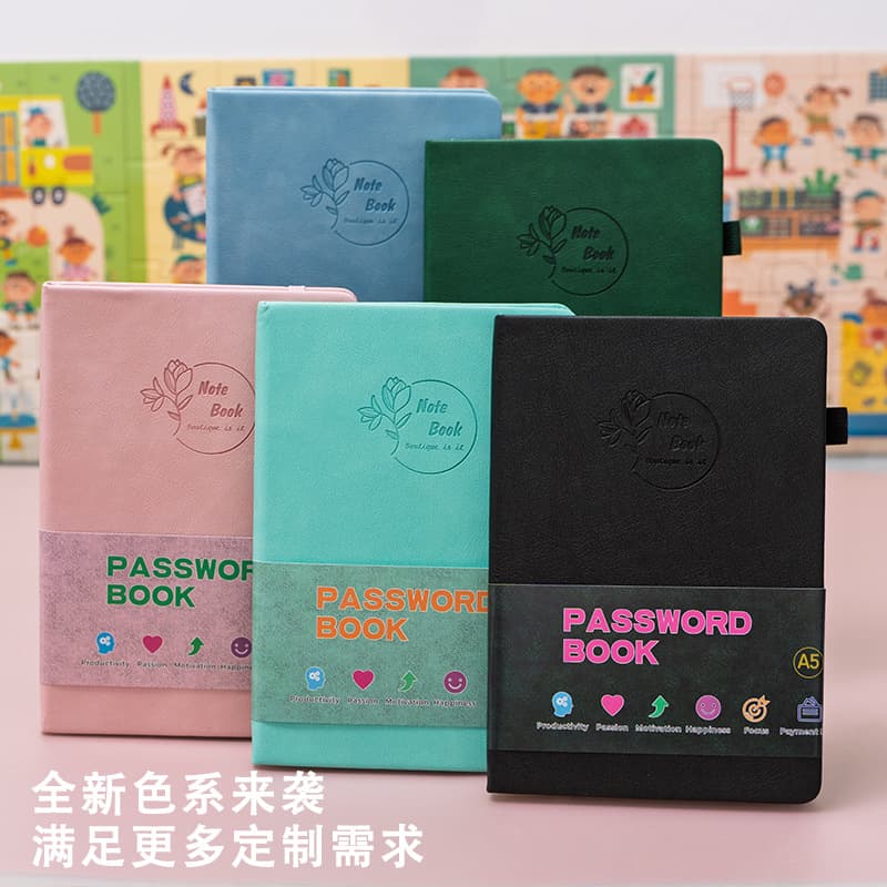 Leather strapped a5 phone book addressbook 100g double offset paper notebook business gift portable