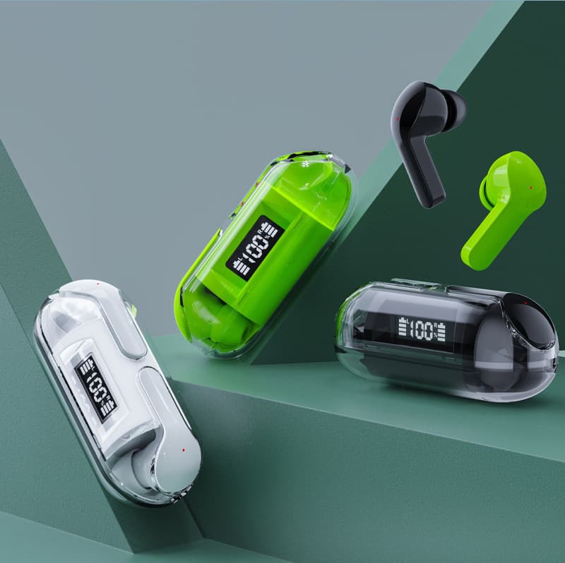 Air39 Cross-Border Bluetooth Earbuds In-Ear Transparent Earbuds Digital Display Air31 Space Capsule A06 Wireless Headphones