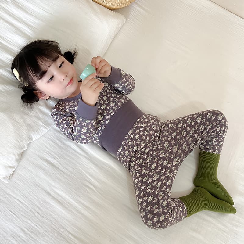 Baby high-waisted belly-protecting autumn clothes and autumn trousers boneless children's underwear set cotton thick boys infants autumn and winter pajamas