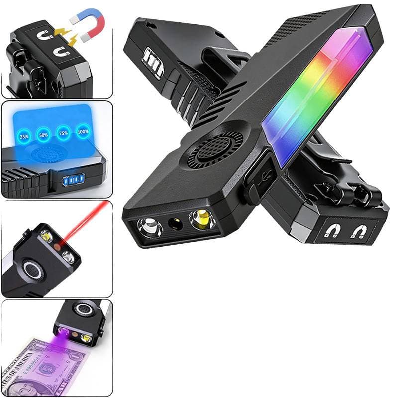 New model with side light red laser purple light uv detection strong magnetic colorful atmosphere work light mini bright flashlight