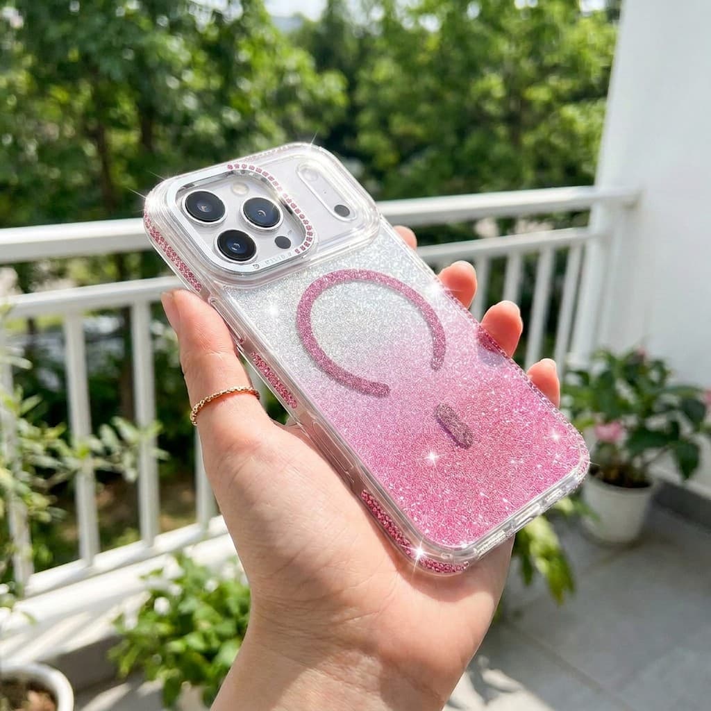 Diamond-Studded Phone Case for iPhone 17, Sparkling Rhinestone Phone Case for Women, High-Appearance iPhone 16 Case, Magnetic