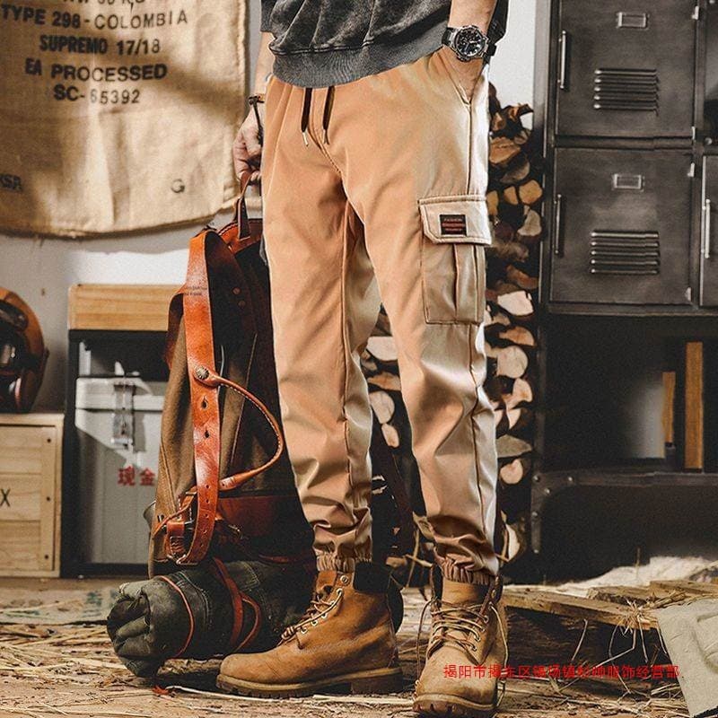 Japanese Work Pants for Men, Spring/Autumn Streetwear, Tapered Leg, Casual Long Pants, American Oversized Loose Harem