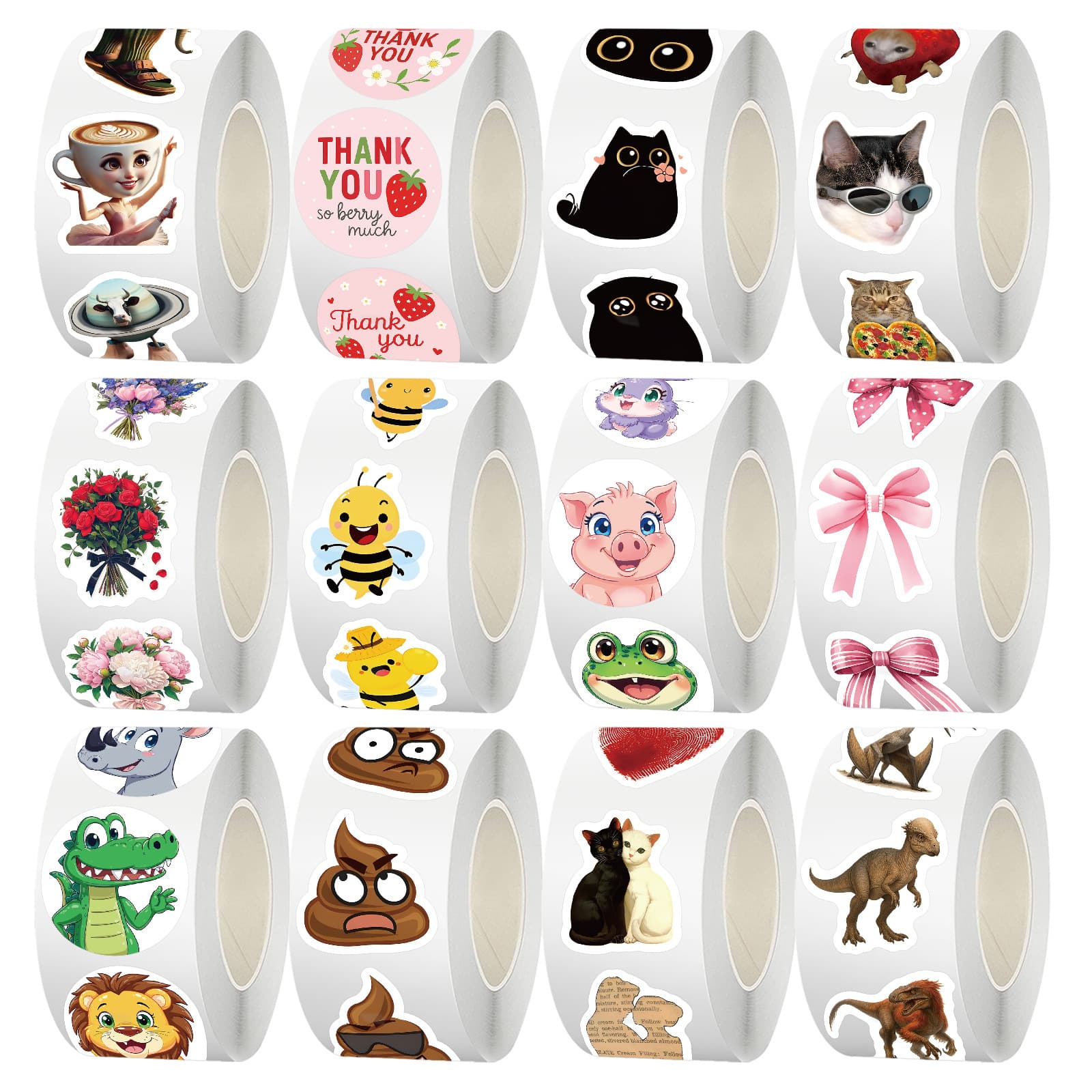 Cross-Border Original Sticker Roll Animal Children's English Reward Handbook Material Self-Adhesive Sealing Sticker Film Tape