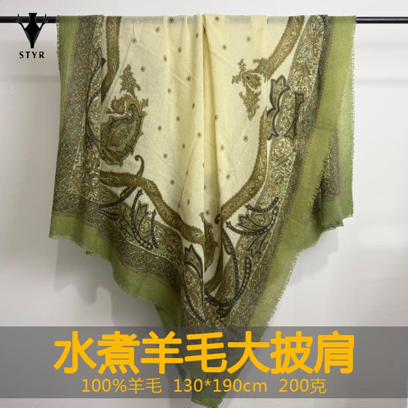 Inner Mongolia Factory Wholesale Boiled Wool Printed Pashmina Shawl Paisley Wool Blanket Throw