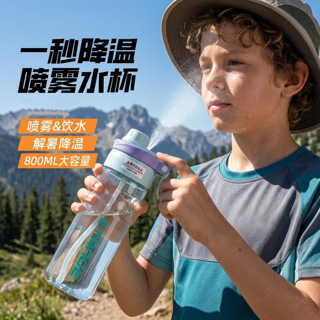 Summer high-looking spray cup plastic straw cup for male and female students outdoor kettle large capacity sports cup customization