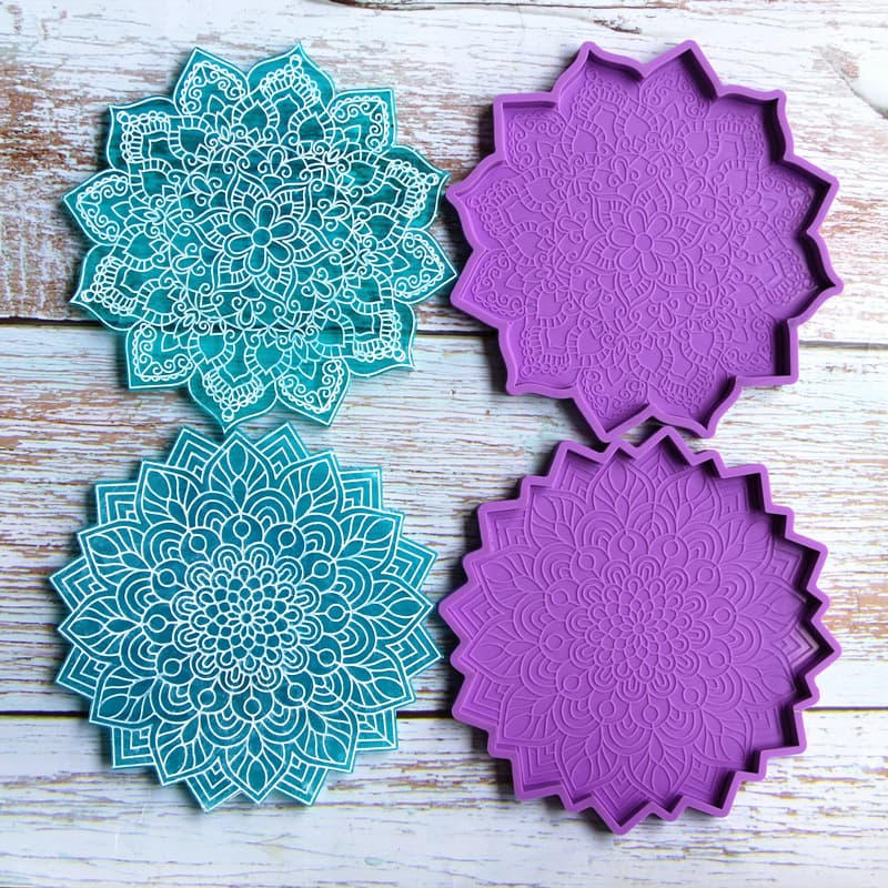 Youyou Mold Amazon Irregular Mandala Coaster Resin Mold Mirror Flower Shape Epoxy Resin Mold