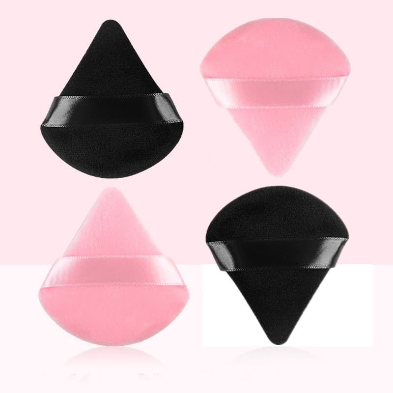 Cross-border best-selling fan-shaped makeup dry powder puff, ultra-soft and delicate short-hair flocked makeup setting loose powder puff, triangle puff