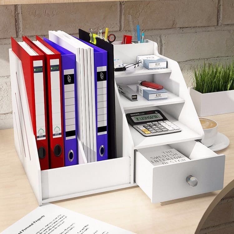 Desktop bookshelf, office desk file rack, student desk organizer, storage box, shelf, document holder, multi-functional