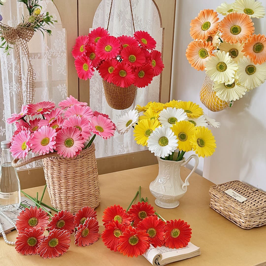 Wholesale Artificial Flowers Cross-border PU Gerbera Sunflower INS Style Wedding Factory Home Decoration Cross-border Hot Sale