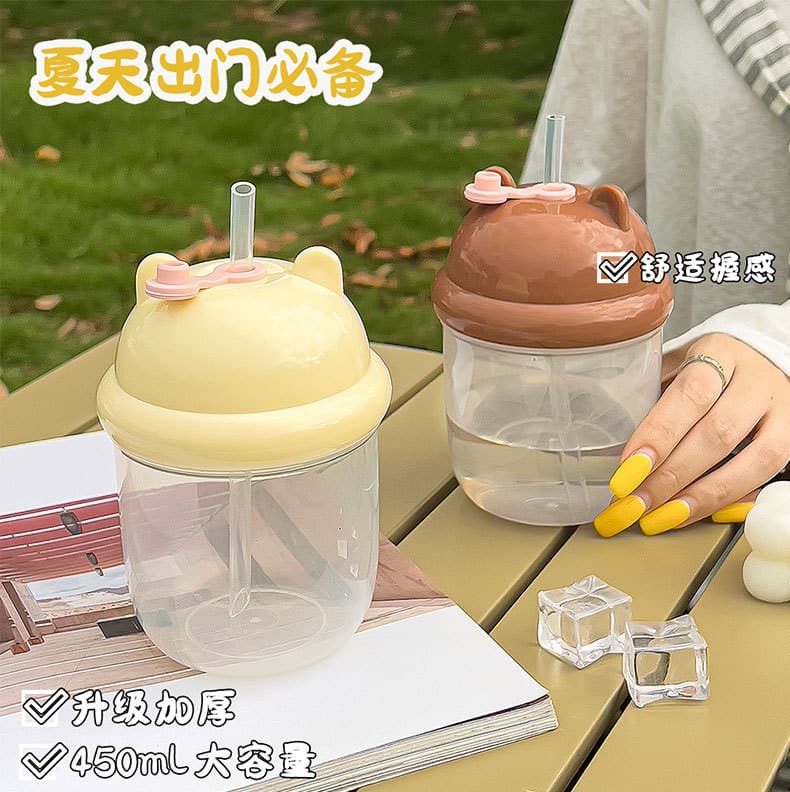 Popular straw cup, cute children's plastic water cup, outdoor portable mini water cup, large capacity pier cup, drinking cup