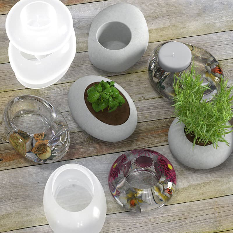 DIY Potted Plant Ornament Mold - Slanted Round Desktop Potted Plant Candle Holder Silicone Mold Wholesale