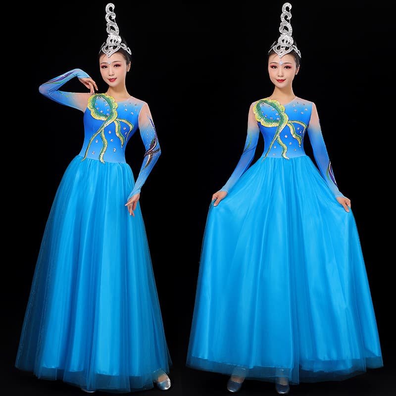 I Love You China Modern Dance Performance Dress Women's Short Skirt Square Dance Tutu Skirt Opening Dance Costume