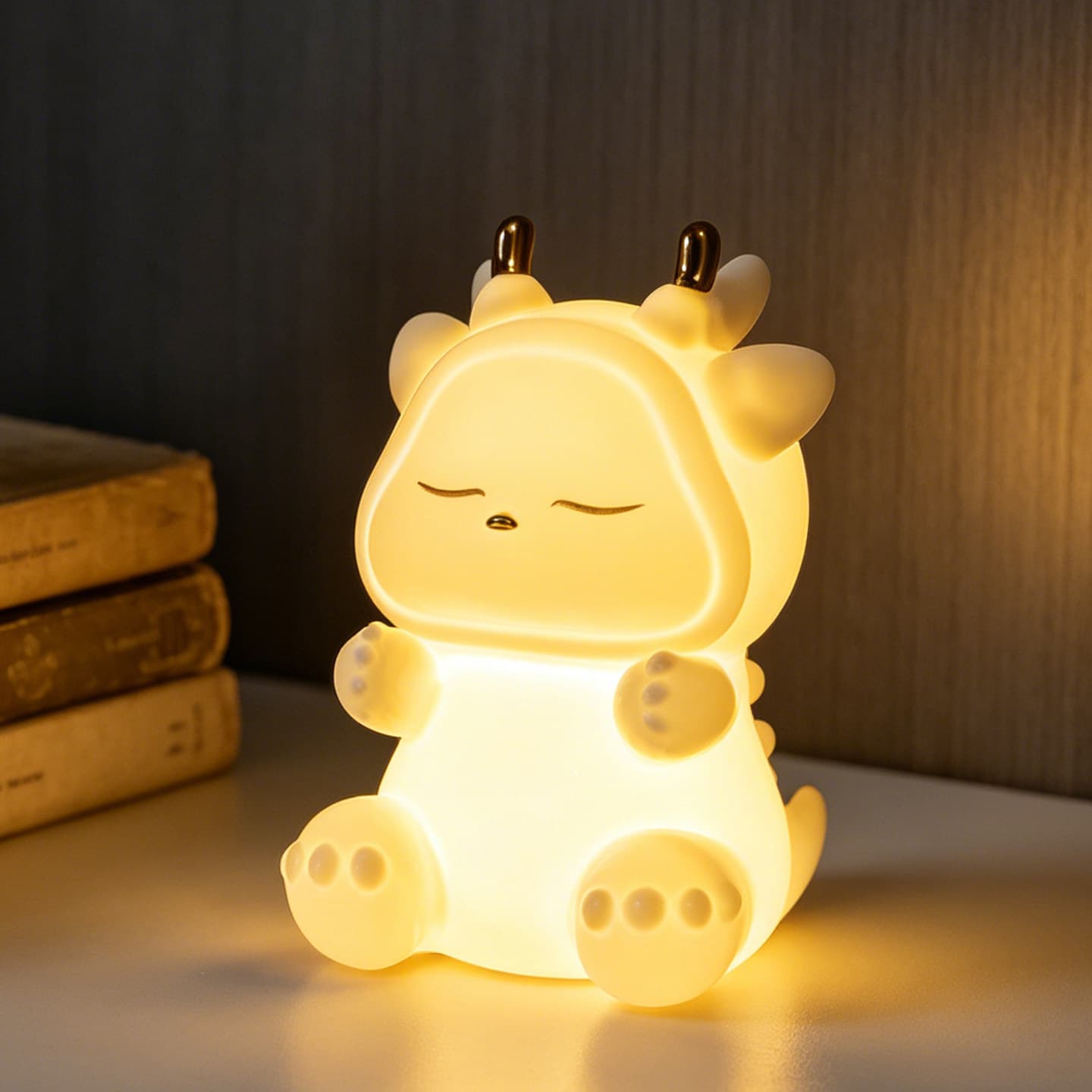 Hugging Dragon Bedroom Figurine Night Light, Cute Home Sleep Companion with Warm Soft Glow, Wedding and Holiday Gift