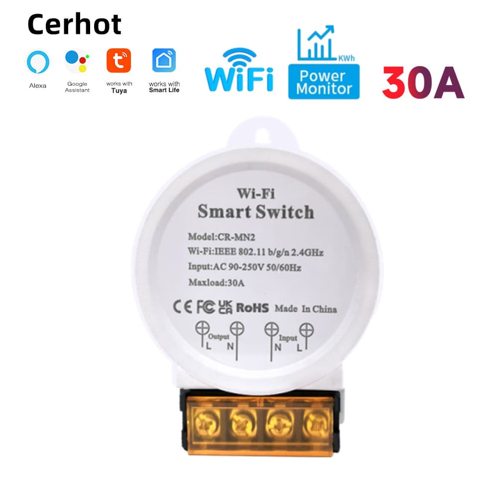 WiFi with metering switch smart switch high power 30A 90-250V Tuya APP mobile phone remote control