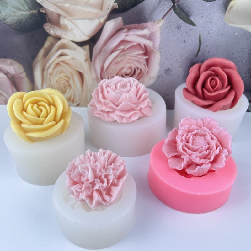 DIY Large and Small Peony and Carnation Silicone Mold for Candle, Aromatherapy, Plaster, Soap, and Resin Craft