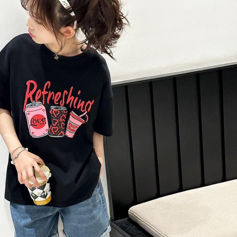 Girls Short Sleeve T-Shirt 2026 New Style Mid-Large Kids Summer Cotton Top Children Korean Fashion Loose Summer Wear