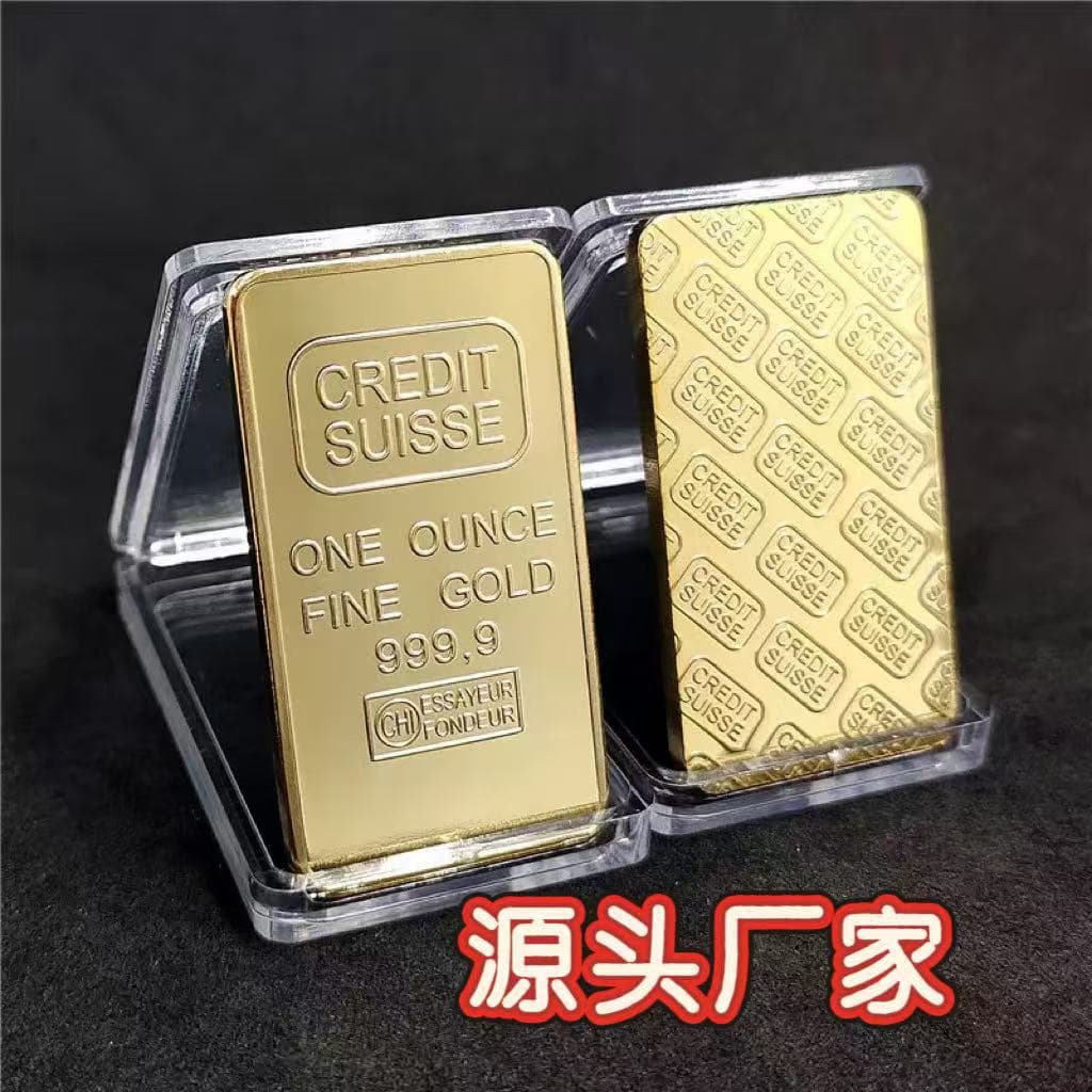 In Stock Foreign Trade Commemorative Coin Square Gold-Plated Bar Swiss Block 1 oz Gold Bar Commemorative Coin Gold Block Fine Gold Swiss