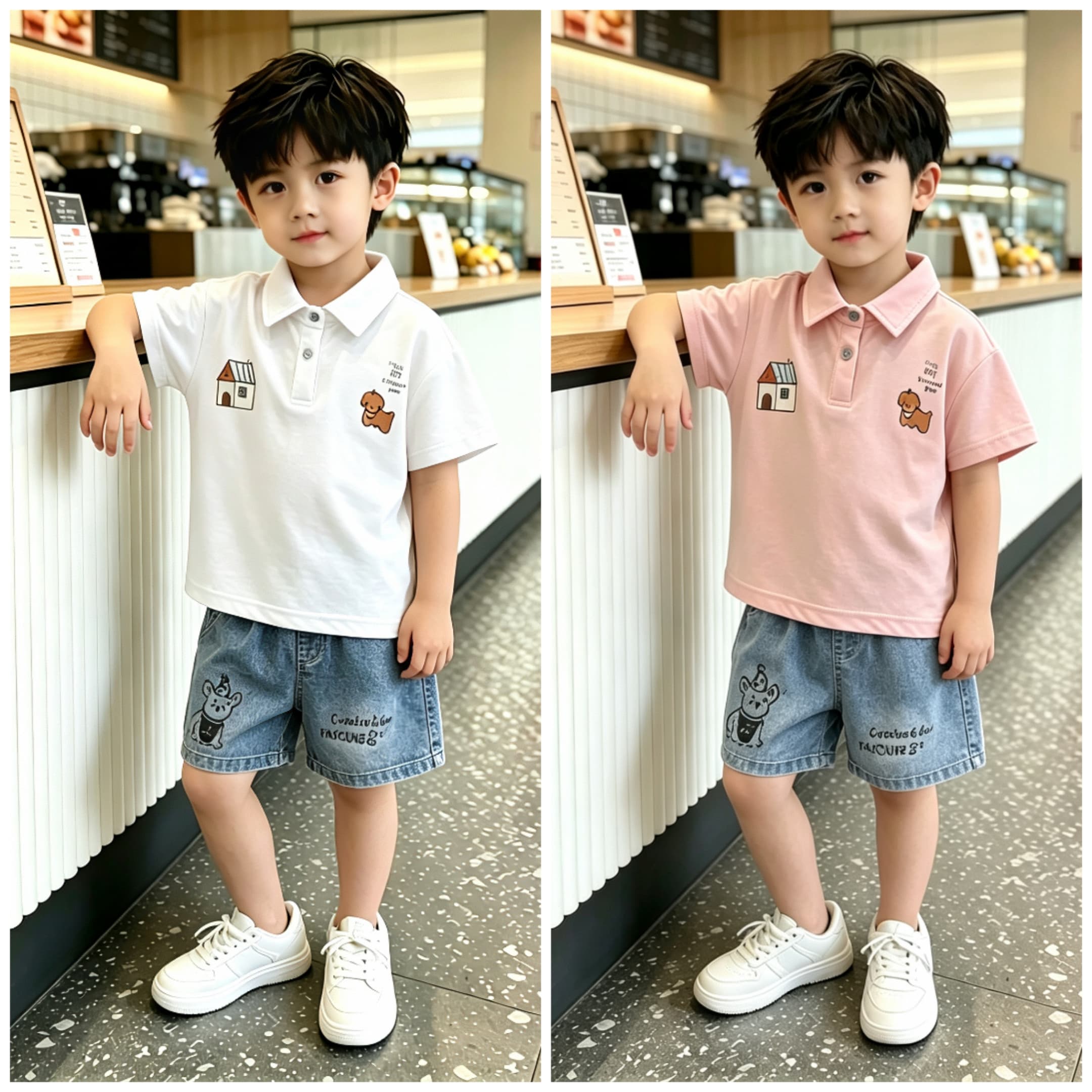 Cross-border children's clothing summer short-sleeved T-shirt two-piece suit 1-6 years old POLO shirt foreign trade boys and girls summer clothes wholesale