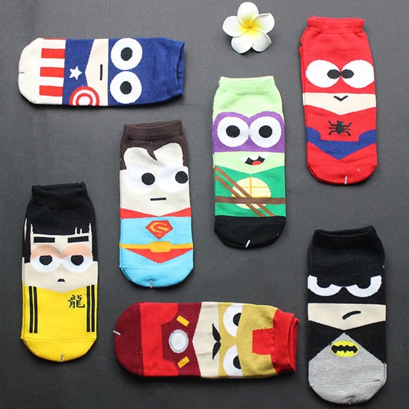 Cotton Socks Parent-Child Socks Children Socks Superhero Marvel Cartoon Men's Trendy Socks Spring Autumn Zhuji Short Socks Wholesale