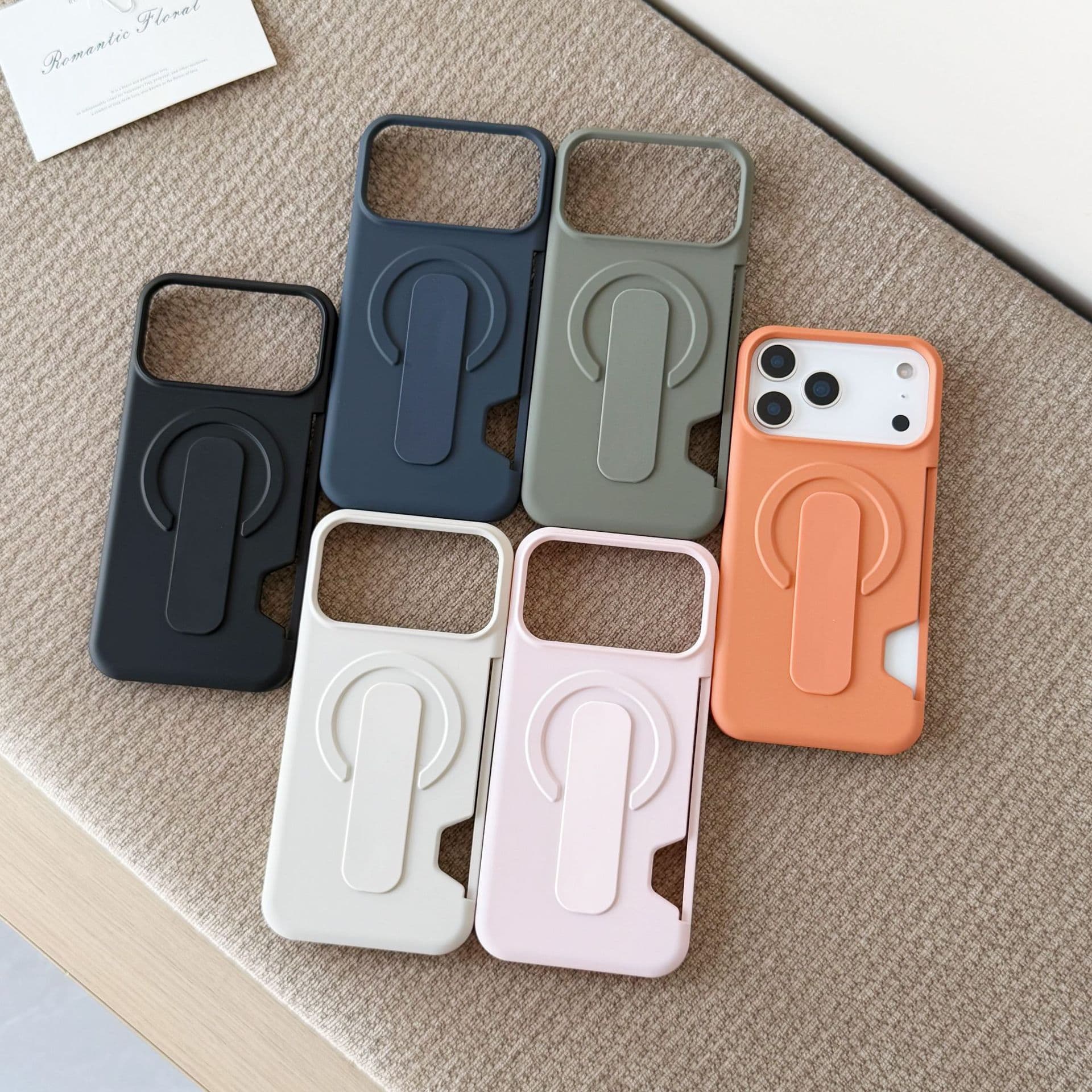 Apple 17 Pro Max Skin-Feel Frosted Magnetic Phone Case iPhone16 Invisible Stand 15 Card Holder 14 Protective Cover