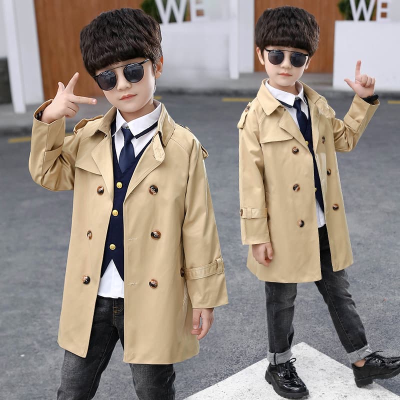 Foreign Trade 2026 New Children's Trench Coat Spring Autumn Kids Clothing Mid-Length Boys Trench Coat British Style Boys Clothes