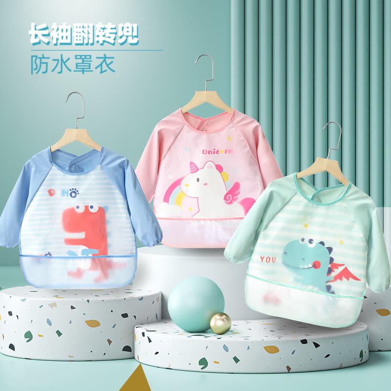 Toddler Bib Apron, Anti-Dirty Eating Bib, Reversible Smock, Baby Waterproof Protective Clothing