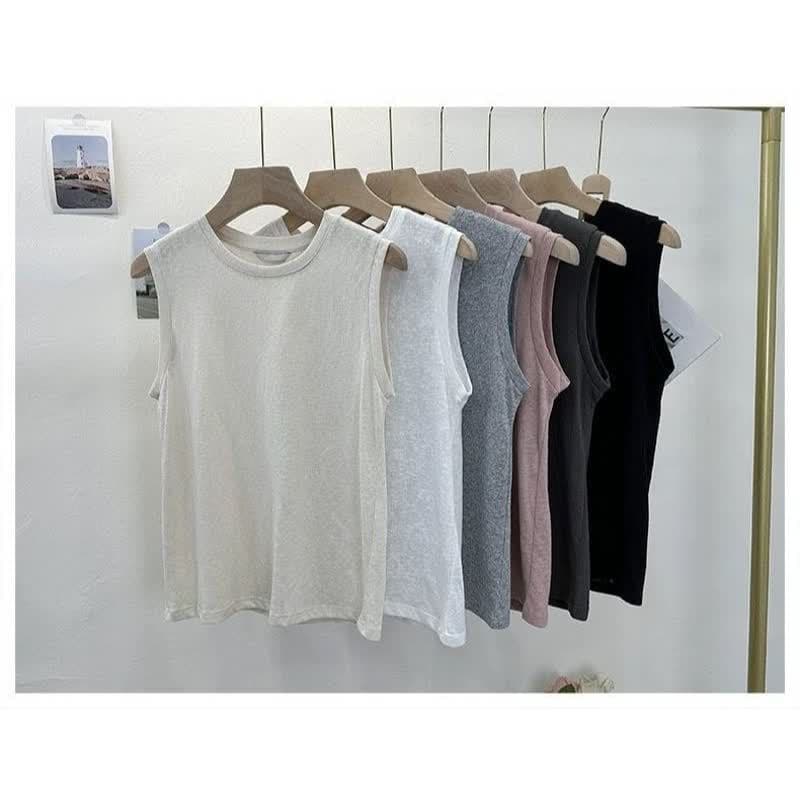Ice Silk Snowflake Cotton Round Neck Camisole Vest for Women Summer Loose Plus Size Outerwear Inner Layering Sleeveless T-Shirt Top