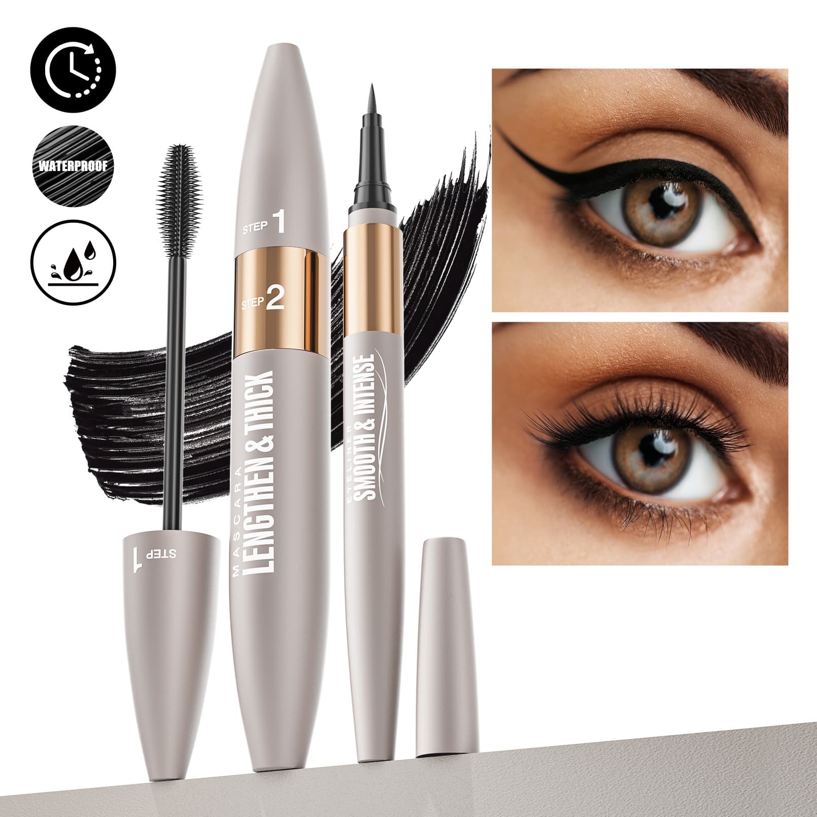 Amazon bestseller Hellokiss Dual-Effect Mascara Set: Waterproof natural curling and curling mascara combo