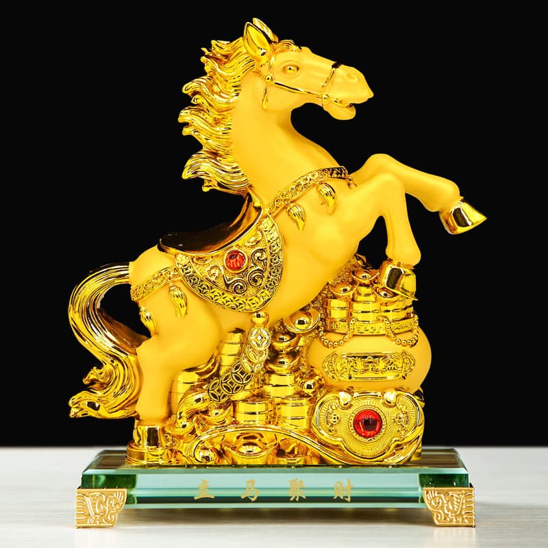 Export Sand Gold Standing Horse Wealth Ornament, Zodiac Horse Year New Year/Insurance Grand Opening Gift, Drop Shipping